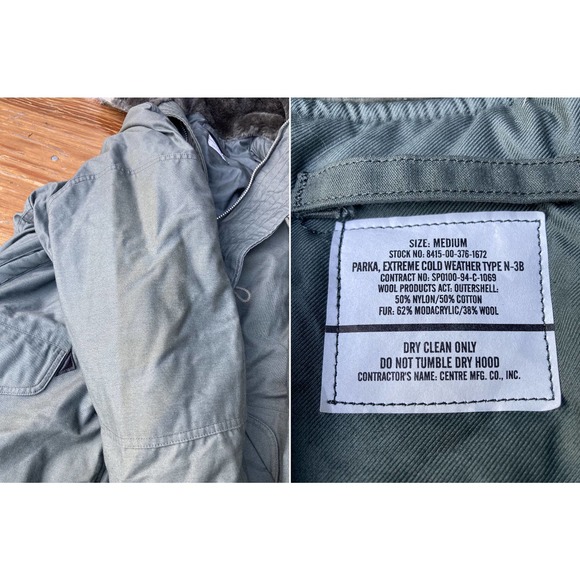 Mint Size M  N-3B Extreme Cold Weather Flight Parka Jacket Vintage 90s - Picture 5 of 5
